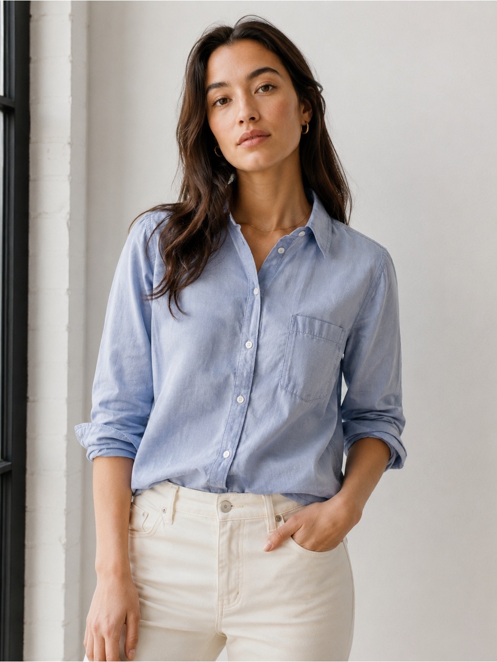 Everlane Pale Blue 100% Cotton Button-Down Shirt sz 12